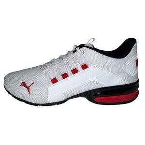 Puma Axelion Mens Size 10.5 Sneakers Shoes White Red Casual Fashion New